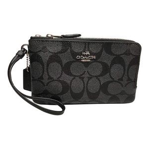 Coach black double zipper wristlet